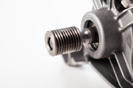 pulley with an electric motor on a white background, isolate. Copy space for text, service centerの写真素材