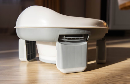 White children's folding travel potty. Mobile functional potty for the toilet.の写真素材