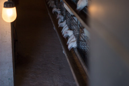 Breeding chickens on a poultry farm for chicken meat, industry