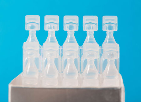 Biologically active food supplement for the gastrointestinal tract on a blue background. Source of succinic acid. Metabiotic of a new generation, close-upの写真素材