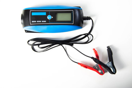Modern pulse charger for AGM and EFB car batteries, industryの写真素材