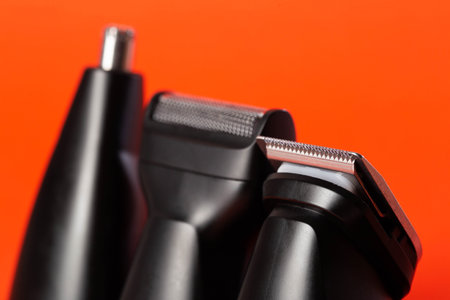 Set of trimmer and trimmer attachments for beards, sideburns and mustache trims