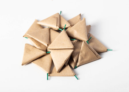 A bunch of triangle firecrackers on the table. The danger of pyrotechnics