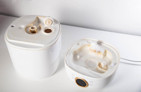 Chemical reaction and cleaning of home humidifier from hard water scale.の写真素材
