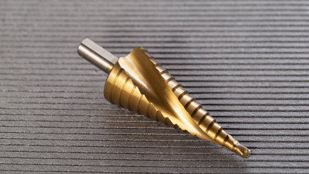 New step drill on gray background.