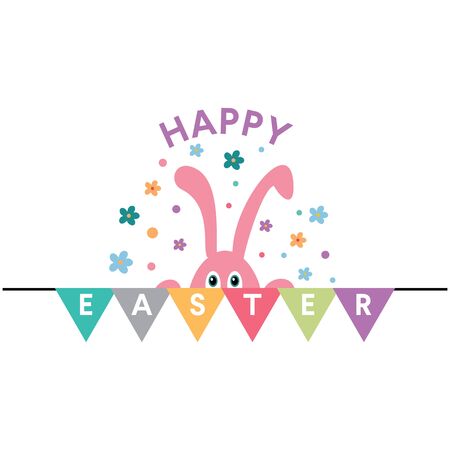 Happy Easter Vector Background Template. Bunny Rabbit Graphic Design.のイラスト素材