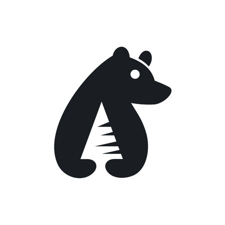 Bear and Pine Cute Vector Logo Designのイラスト素材