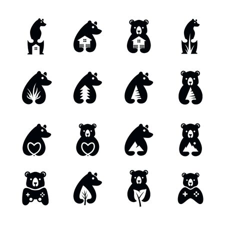Set Bear Logo Design Vectorのイラスト素材
