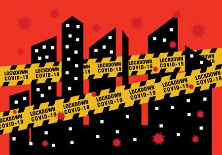 Lockdown City Covid-19 Corona Virus Background Templateのイラスト素材