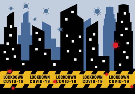 Lockdown City Covid-19 Corona Virus Background Templateのイラスト素材