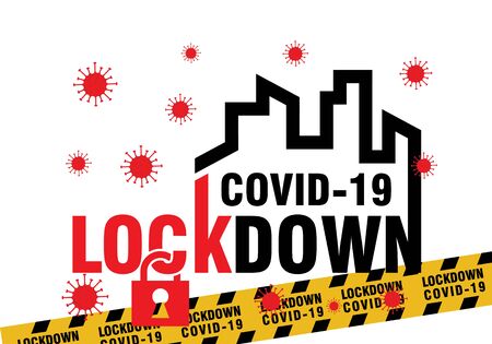 Lockdown City Covid-19 Corona Virus Background Templateのイラスト素材