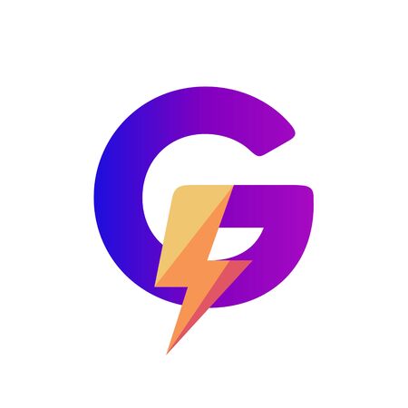 Letter G Lightning Vector  Design Templateのイラスト素材
