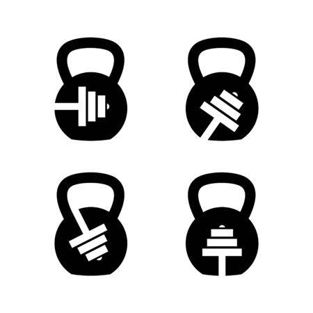 Kettlebell and Barbell Fitnes Gym Logo Design.のイラスト素材