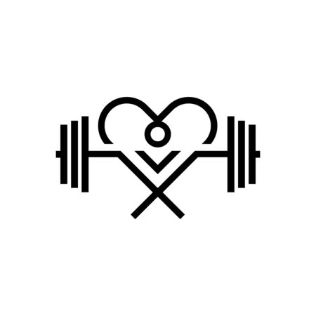 Heart Barbell Fitness Logo Design.のイラスト素材