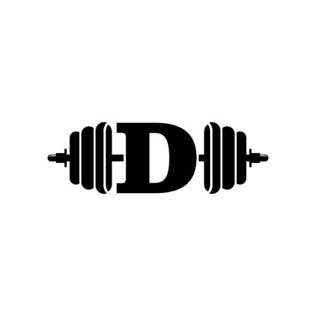 Letter D Fitness Gym Logo Design. Barbel Sports Vector Icon.のイラスト素材