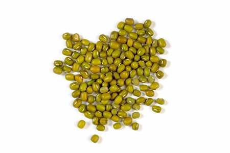Mung beans on white backgroundの写真素材