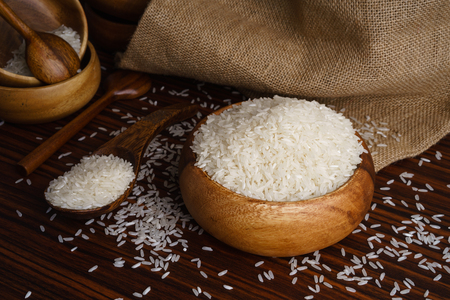 White organic jasmine riceの写真素材