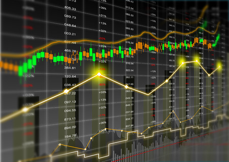 Stock market theme black color background with bars and statisticsの写真素材