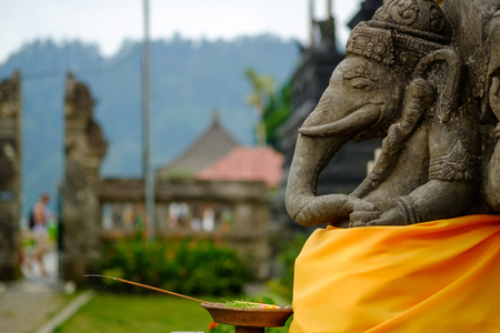 Offering to Ganesha in Baliの写真素材