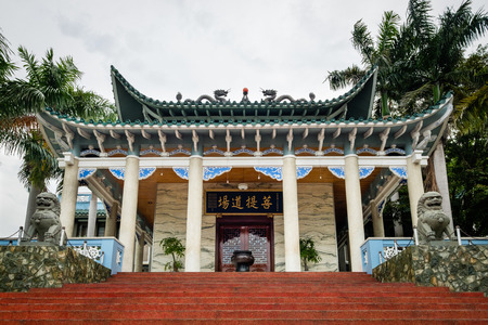 Davao city - Philippines. August 21, 2016: Main building of Long Hua temple (also called Lon Wa temple) as one of the most famous Mahayana Buddhism temple in Davao city.のeditorial素材