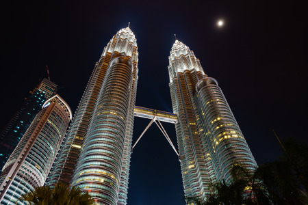 KLCC area of Kuala Lumpur - Malaysia. August 31 - 2017: The Petronas Towers which also known as the Petronas Twin Towers, are the famous twin skyscrapers in Kuala Lumpur of Malaysiaのeditorial素材