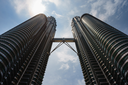 KLCC area of Kuala Lumpur - Malaysia. September 1 - 2017: The Petronas Towers which also known as the Petronas Twin Towers, are the famous twin skyscrapers in Kuala Lumpur of Malaysiaのeditorial素材
