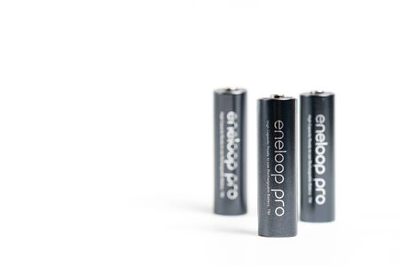 Makati city of Manila, Philippines - Jan 21, 2020: Panasonic eneloop pro battery on white backgroundのeditorial素材