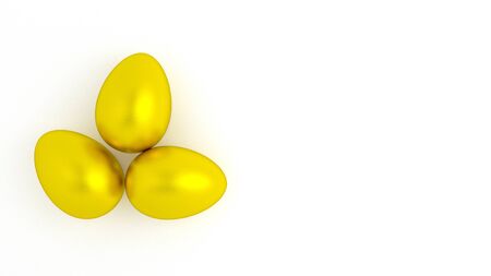 Golden easter eggs 3D design for background. 3D Renderの写真素材
