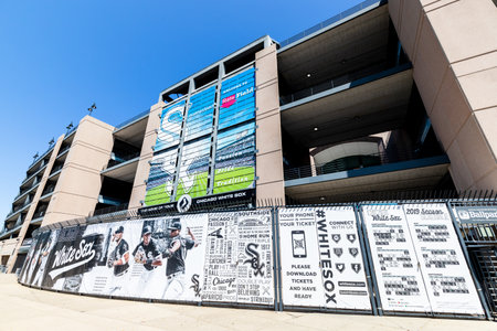 CHICAGO, IL, USA - AUGUST 23, 2019: The exterior of the MLB's Chicago White Sox's Guaranteed Rate Field.のeditorial素材
