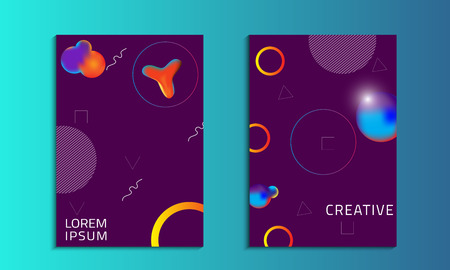 Set of cover design with abstract, Fluid shapes composition with trendy gradient - Vectorのイラスト素材