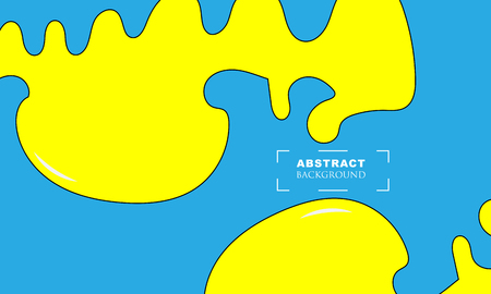 brightly colored yellow paint drips on blue background. Vector illustration - Vectorのイラスト素材
