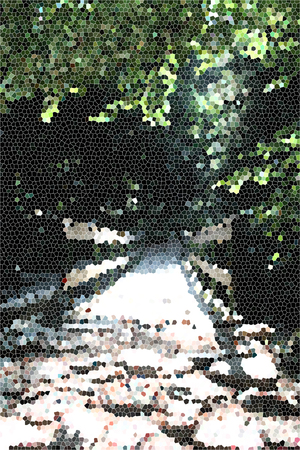 Artistic Stained Glass Forrest Road Backgroundの写真素材