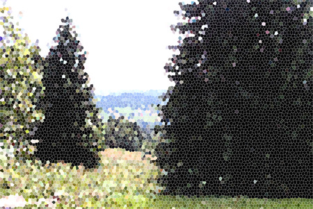 Artistic Stained Glass Forrest Meadow Backgroundの写真素材