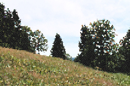 Artistic Stained Glass Forrest Meadow Background