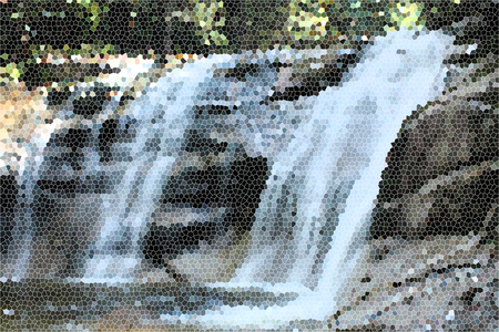 Artistic Stained Glass Waterfall Backgroundの写真素材