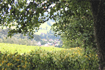 Artistic Stained Glass Forrest Meadow Backgroundの写真素材