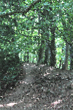 Artistic Stained Glass Forrest Path Backgroundの写真素材