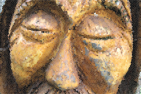 Artistic Stained Glass Wooden Face Backgroundの写真素材