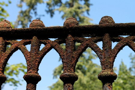 Artistic Fresco Rusty Fence Backgroundの写真素材