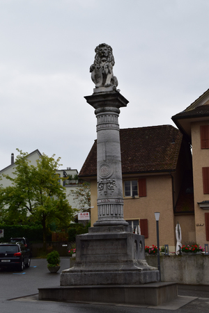 Lion Statue Sempach Lucerne Switzerlandの写真素材
