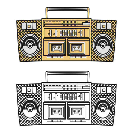 Old Style Music Boombox Illustrationのイラスト素材