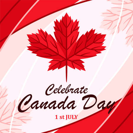 Happy Canada Day card, poster, background with mapple leaf. Vector illustration.のイラスト素材