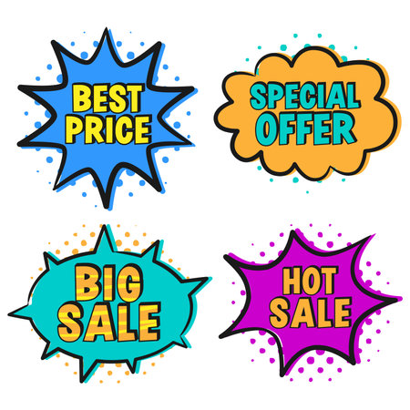 Pop art sales stickers or label setのイラスト素材