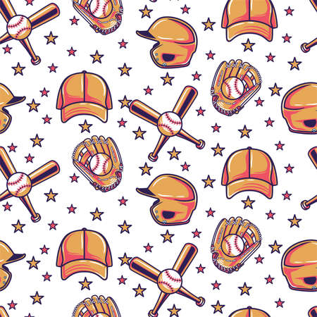 Seamless pattern with baseball softball ball graphicsのイラスト素材