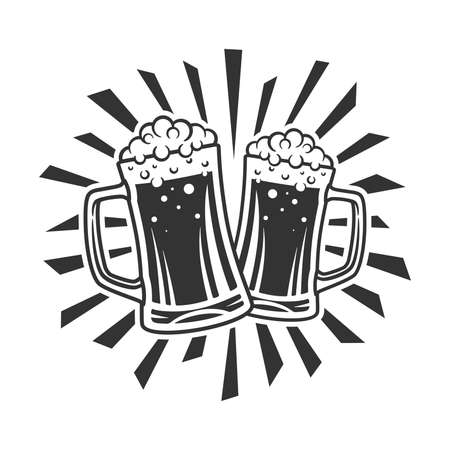 Beer Glass illustration black and whiteのイラスト素材