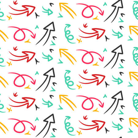 Hand Drawn Seamless Arrow Pattern Background Isolated on White Backgroundのイラスト素材