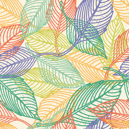 Colorful abstract leaf seamless pattern isolated on white backgroundのイラスト素材