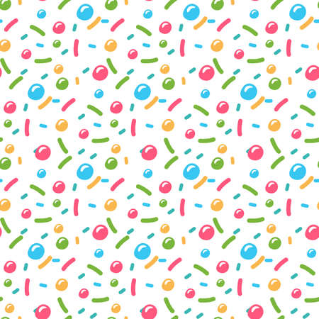 donuts glaze and sprinkle seamless pattern isolated on white backgroundのイラスト素材
