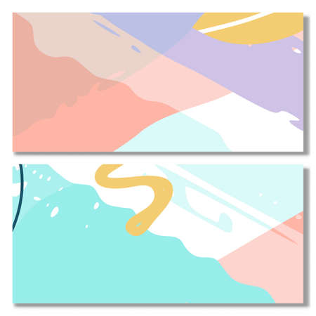 Set of Abstract Shape Background Memphis Pastel Color, Modern abstract covers set, Colorful geometric background setのイラスト素材