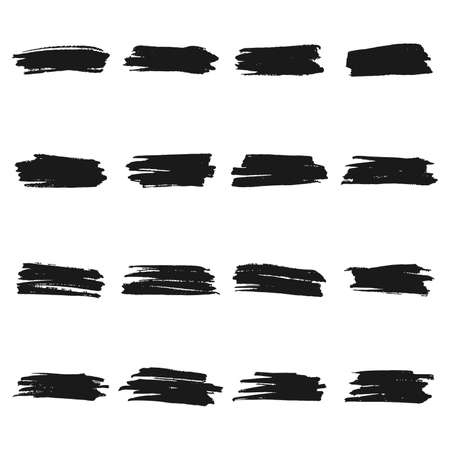 Set of Grunge Brush Strokes. Collection of Black Vector Ink, Vector Ink Brush Strokes Setのイラスト素材